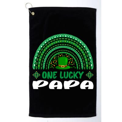 One Lucky Papa Gift St Patrick's Day Funny For Daddy Gift Platinum Collection Golf Towel