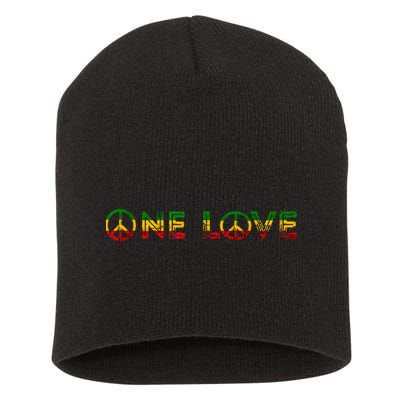 One Love Rasta Reggae Music Rastafarian Lover Jamaica Peace Short Acrylic Beanie