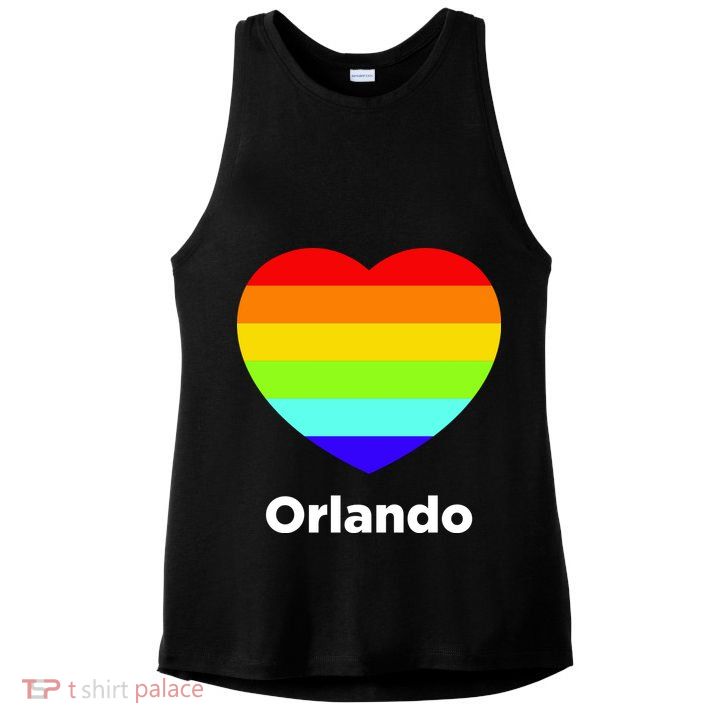 Orlando Love Rainbow Heart Ladies PosiCharge Tri-Blend Wicking Tank