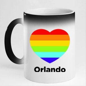 Orlando Love Rainbow Heart 11oz Black Color Changing Mug