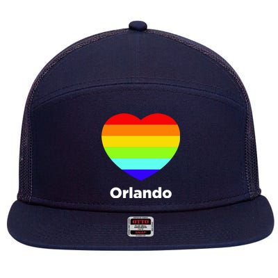 Orlando Love Rainbow Heart 7 Panel Mesh Trucker Snapback Hat