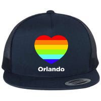 Orlando Love Rainbow Heart Flat Bill Trucker Hat