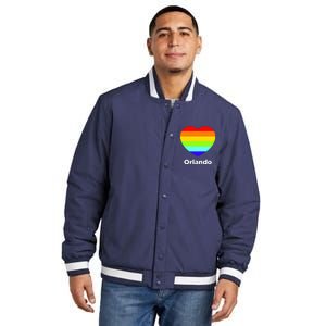 Orlando Love Rainbow Heart Insulated Varsity Jacket