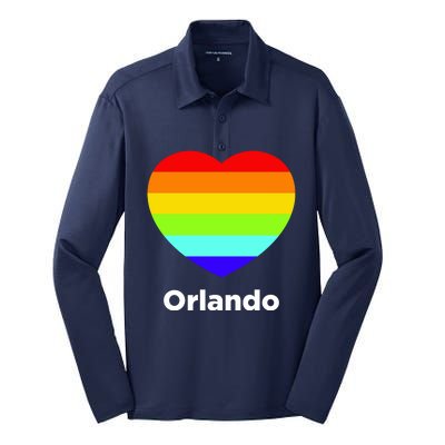 Orlando Love Rainbow Heart Silk Touch Performance Long Sleeve Polo