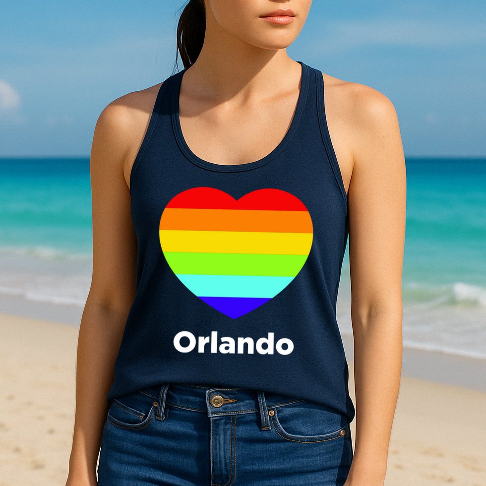 Orlando Love Rainbow Heart Womens Tank Top