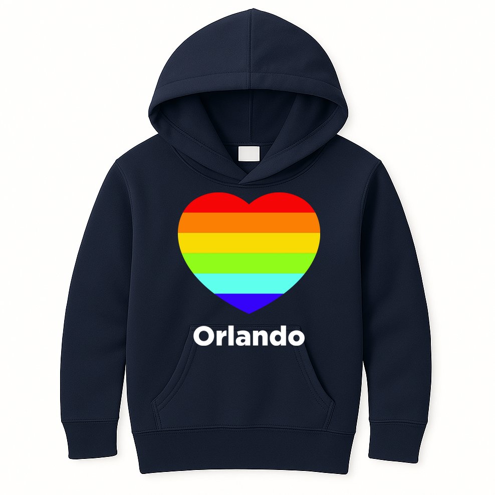 Orlando Love Rainbow Heart Kids Hoodie