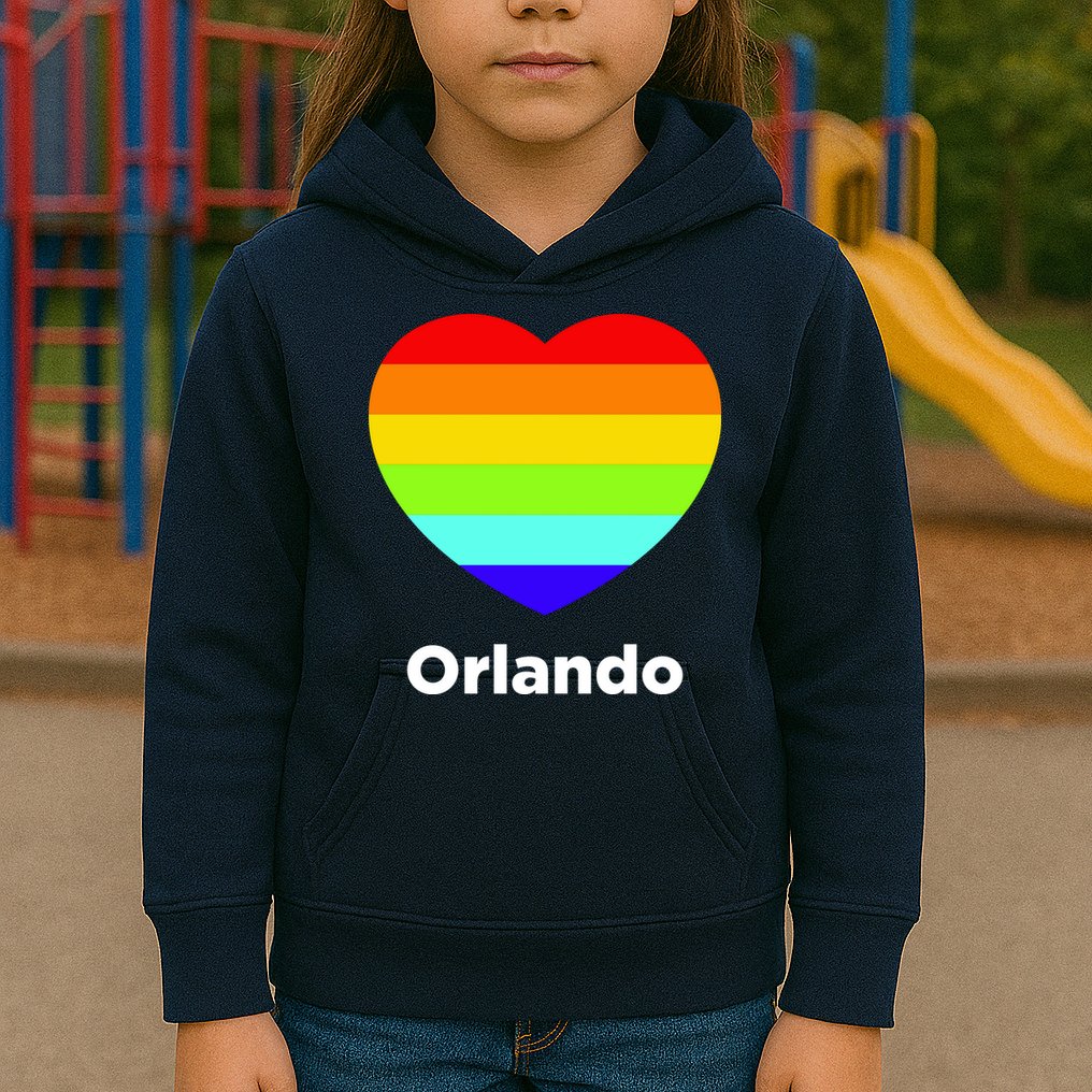 Orlando Love Rainbow Heart Kids Hoodie