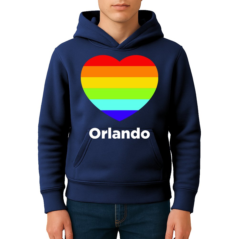Orlando Love Rainbow Heart Kids Hoodie