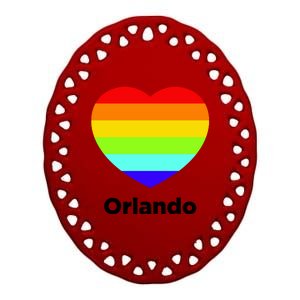 Orlando Love Rainbow Heart Ceramic Oval Ornament