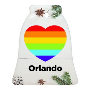 Orlando Love Rainbow Heart Ceramic Bell Ornament