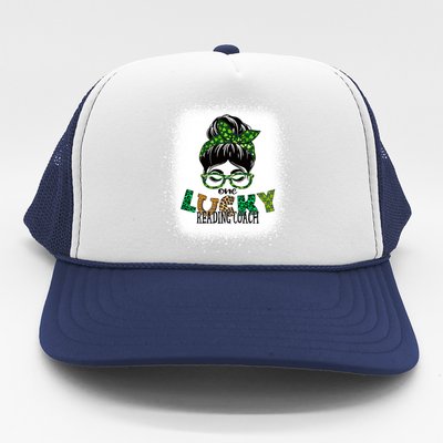 One Lucky Reading Coach Bleached St Patricks Day Gift Trucker Hat