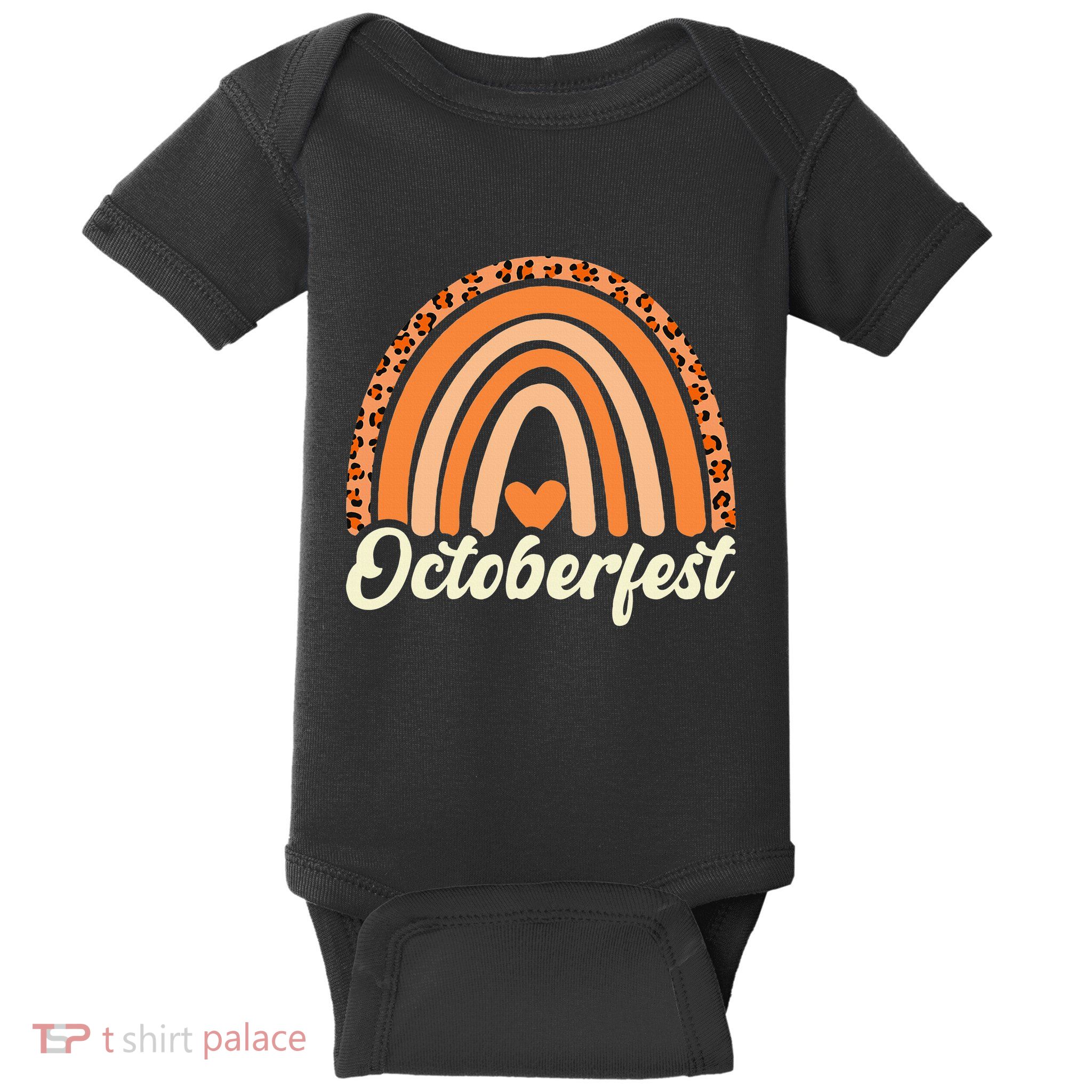 Octoberfest Leopard Rainbow Funny German Bavarian Costume Baby Bodysuit