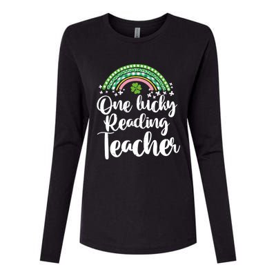 One Lucky Reading Teacher Rainbow St Patrick’s Day Gift Womens Cotton Relaxed Long Sleeve T-Shirt