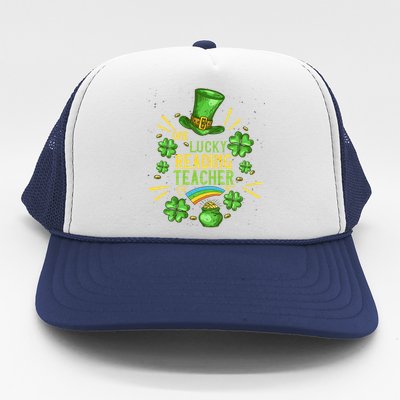 One Lucky Reading Teacher Shamrock St Patrick's Day Great Gift Trucker Hat