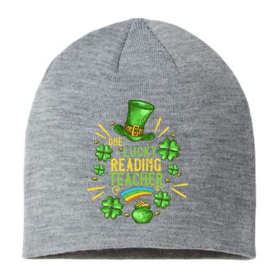 One Lucky Reading Teacher Shamrock St Patrick's Day Great Gift Sustainable Beanie