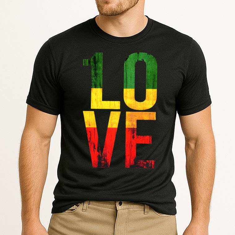One Love Reggae Love Retro Reggae Casual Cooling Performance Crew T-Shirt