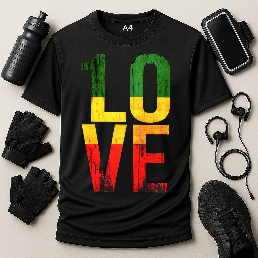 One Love Reggae Love Retro Reggae Casual Cooling Performance Crew T-Shirt
