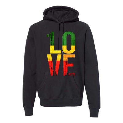 One Love Reggae Love Retro Reggae Casual Premium Hoodie