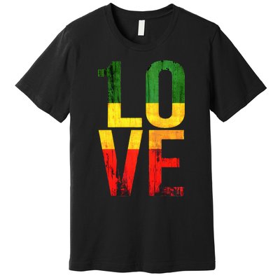 One Love Reggae Love Retro Reggae Casual Premium T-Shirt