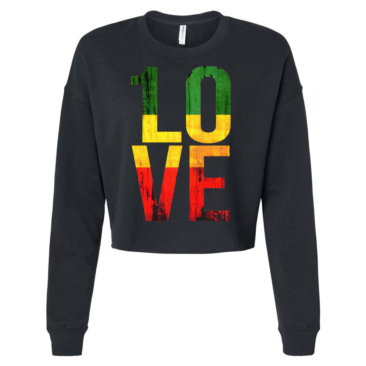 One Love Reggae Love Retro Reggae Casual Cropped Pullover Crew