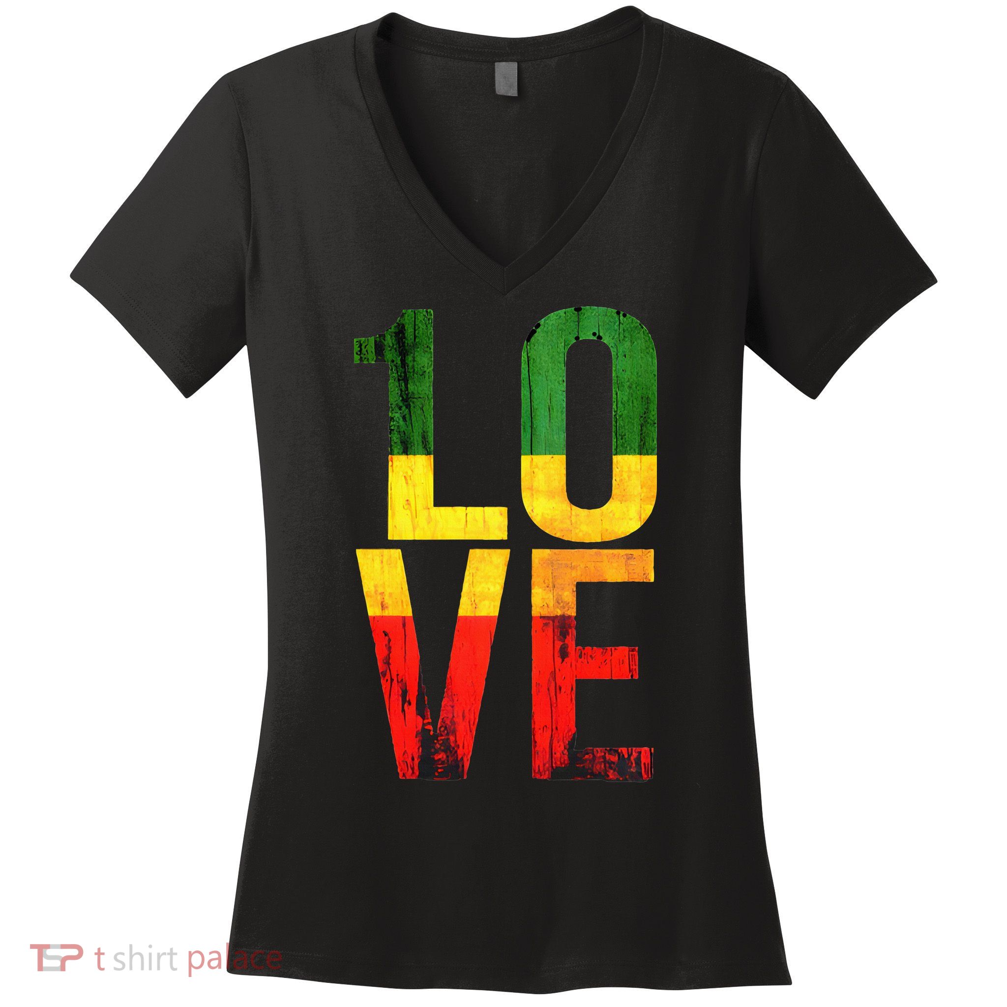 One Love Reggae Love Retro Reggae Casual Women's V-Neck T-Shirt