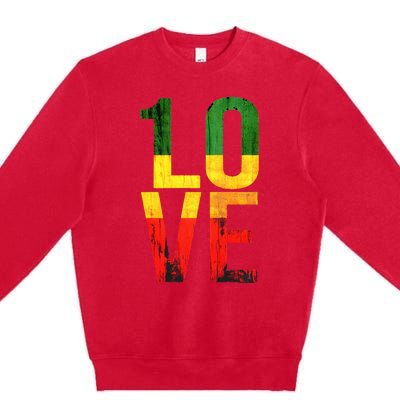 One Love Reggae Love Retro Reggae Casual Premium Crewneck Sweatshirt