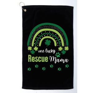 One Lucky Rescue Dog Mom Fur Mama St Patrick's Day Irish Gift Platinum Collection Golf Towel