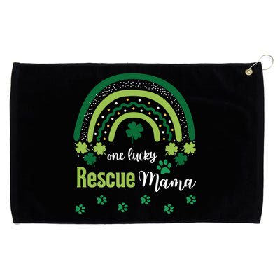 One Lucky Rescue Dog Mom Fur Mama St Patrick's Day Irish Gift Grommeted Golf Towel