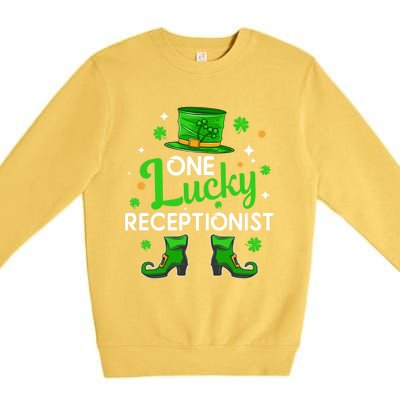 One Lucky Receptionist St Patricks Day Leprechaun Gift Premium Crewneck Sweatshirt