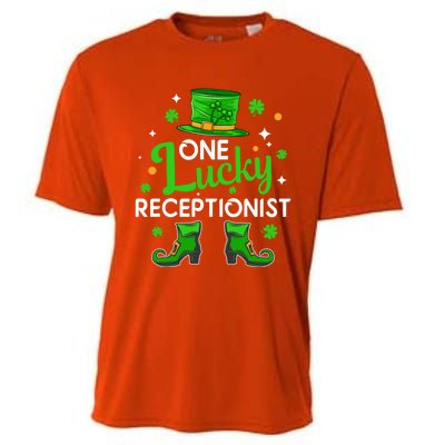 One Lucky Receptionist St Patricks Day Leprechaun Gift Cooling Performance Crew T-Shirt