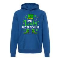 One Lucky Receptionist St Patricks Day Leprechaun Gift Premium Hoodie