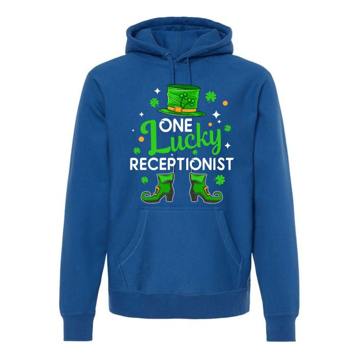 One Lucky Receptionist St Patricks Day Leprechaun Gift Premium Hoodie