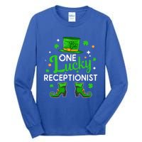 One Lucky Receptionist St Patricks Day Leprechaun Gift Tall Long Sleeve T-Shirt