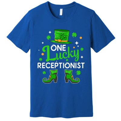 One Lucky Receptionist St Patricks Day Leprechaun Gift Premium T-Shirt