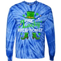 One Lucky Receptionist St Patricks Day Leprechaun Gift Tie-Dye Long Sleeve Shirt