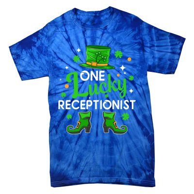 One Lucky Receptionist St Patricks Day Leprechaun Gift Tie-Dye T-Shirt