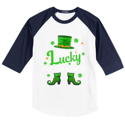 One Lucky Receptionist St Patricks Day Leprechaun Gift Baseball Sleeve Shirt