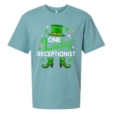 One Lucky Receptionist St Patricks Day Leprechaun Gift Sueded Cloud Jersey T-Shirt