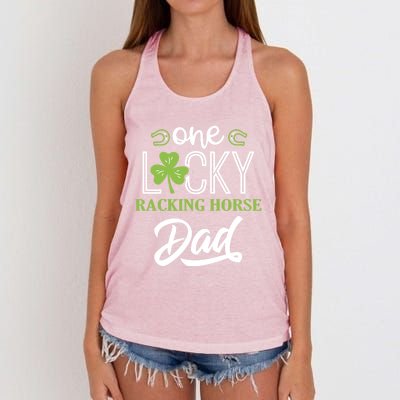 One Lucky Racking Horse Horse Dad Irish Horseback Riding Gift Women's Knotted Racerback Tank