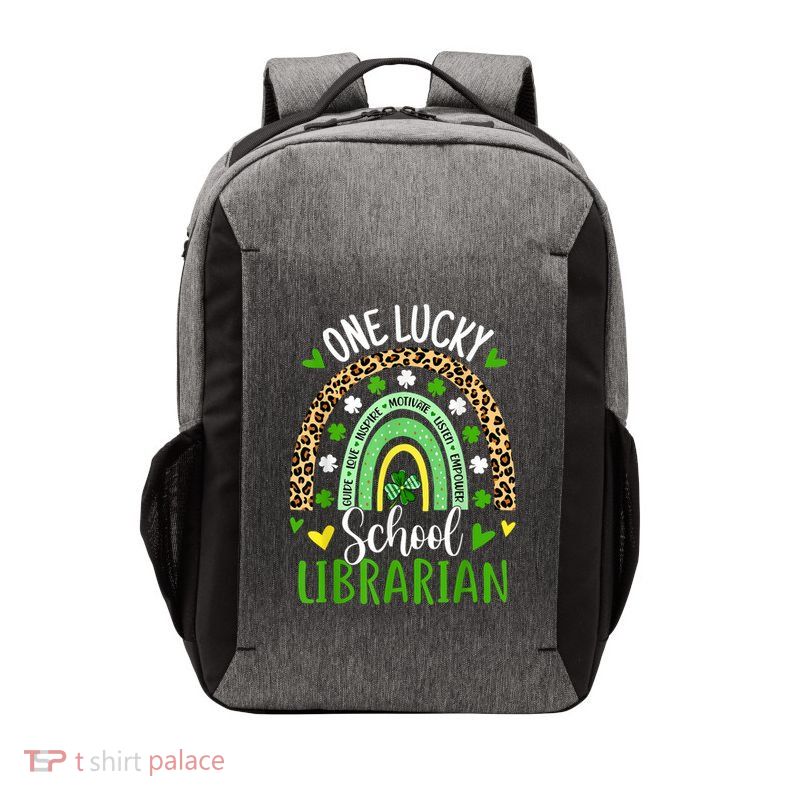 One Lucky School Librarian Rainbow St Patricks Day Vector Backpack