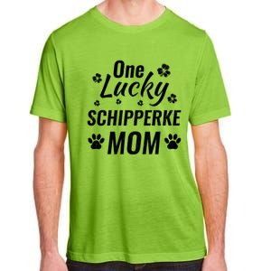 One Lucky Schipperke Mom Dog St Patricks Day Distressed Gift Adult ChromaSoft Performance T-Shirt