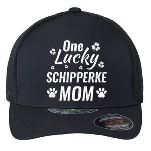 One Lucky Schipperke Mom Dog St Patricks Day Distressed Gift Flexfit Unipanel Trucker Cap