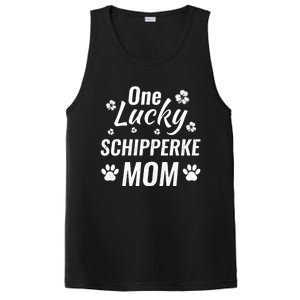 One Lucky Schipperke Mom Dog St Patricks Day Distressed Gift PosiCharge Competitor Tank