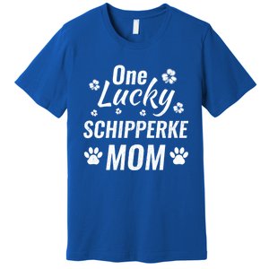 One Lucky Schipperke Mom Dog St Patricks Day Distressed Gift Premium T-Shirt