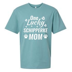 One Lucky Schipperke Mom Dog St Patricks Day Distressed Gift Sueded Cloud Jersey T-Shirt