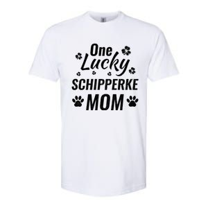 One Lucky Schipperke Mom Dog St Patricks Day Distressed Gift Softstyle CVC T-Shirt