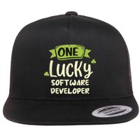One Lucky Software Developer Irish St. PatrickS Day Flat Bill Trucker Hat