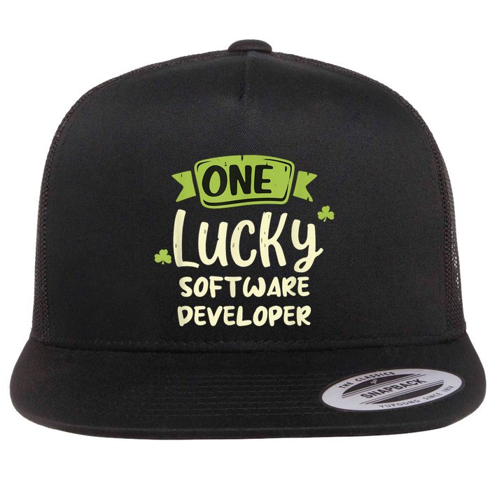 One Lucky Software Developer Irish St. PatrickS Day Flat Bill Trucker Hat