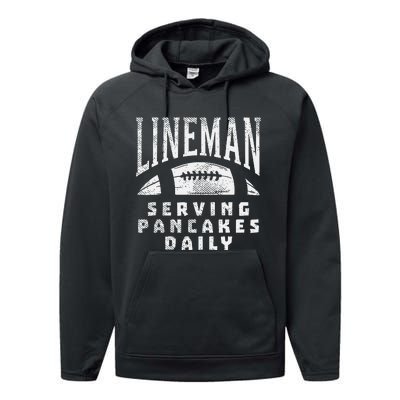 Offensive Lineman Serving Pancakes Daily Football Sport Gift Performance Fleece Hoodie