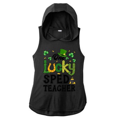 One Lucky Sped Teacher St Patricks Day Funny Gift Ladies PosiCharge Tri-Blend Wicking Draft Hoodie Tank